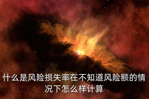 純風(fēng)險(xiǎn)損失率是什么，什么是風(fēng)險(xiǎn)損失率在不知道風(fēng)險(xiǎn)額的情況下怎么樣計(jì)算