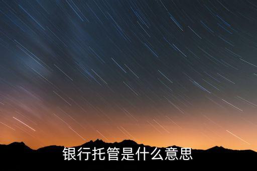 銀行托管是什么意思，銀行資金托管是什么意思