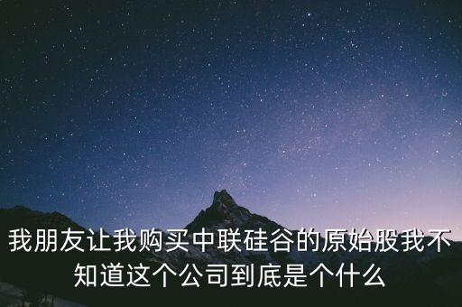 我朋友讓我購(gòu)買(mǎi)中聯(lián)硅谷的原始股我不知道這個(gè)公司到底是個(gè)什么