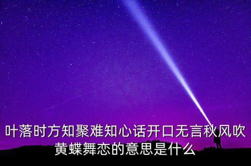 葉落時方知聚難知心話開口無言秋風(fēng)吹黃蝶舞戀的意思是什么