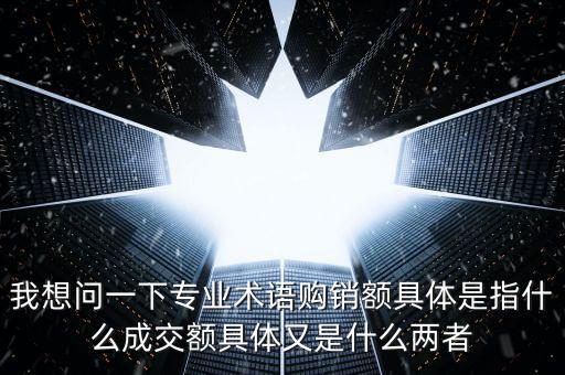 我想問一下專業(yè)術(shù)語(yǔ)購(gòu)銷額具體是指什么成交額具體又是什么兩者