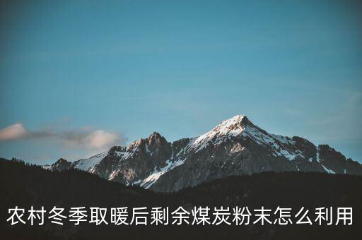 農村冬季取暖后剩余煤炭粉末怎么利用