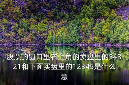股票12345什么意思，股票上面12345檔口下面12345檔口代表什么意只