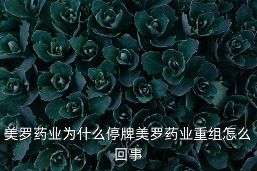美羅藥業(yè)為什么停牌美羅藥業(yè)重組怎么回事