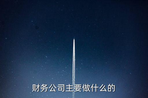 財務公司主要做什么的