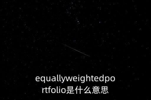 equallyweightedportfolio是什么意思