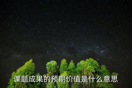 課題成果的預(yù)期價值是什么意思