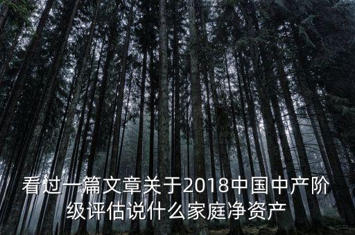 看過(guò)一篇文章關(guān)于2018中國(guó)中產(chǎn)階級(jí)評(píng)估說(shuō)什么家庭凈資產(chǎn)