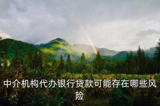 中介機構(gòu)代辦銀行貸款可能存在哪些風(fēng)險