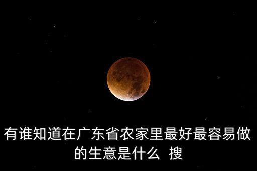 有誰知道在廣東省農(nóng)家里最好最容易做的生意是什么  搜