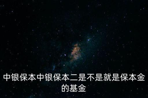 中銀保本中銀保本二是不是就是保本金的基金