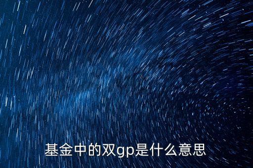 基金gp什么意思，什么是 GPLPPEVCFOF