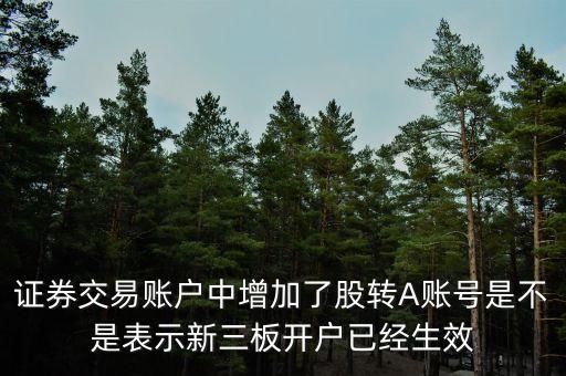 股轉(zhuǎn)a帳號(hào)是什么意思，證券交易賬戶中增加了股轉(zhuǎn)A賬號(hào)是不是表示新三板開戶已經(jīng)生效