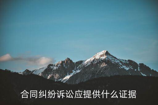 合同糾紛訴訟應(yīng)提供什么證據(jù)
