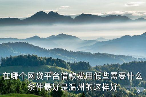 在哪個網(wǎng)貸平臺借款費用低些需要什么條件最好是溫州的這樣好