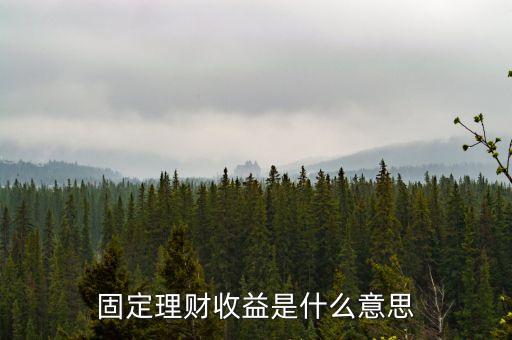 固定理財(cái)收益是什么意思