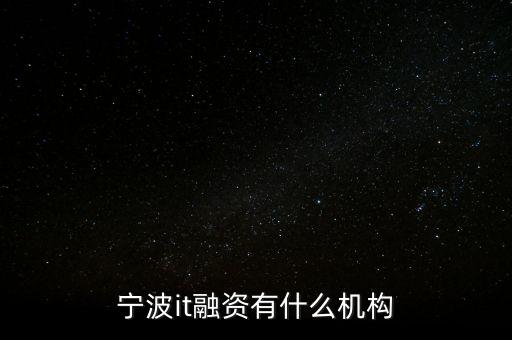 寧波it融資有什么機(jī)構(gòu)