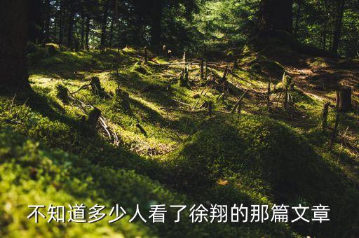 不知道多少人看了徐翔的那篇文章