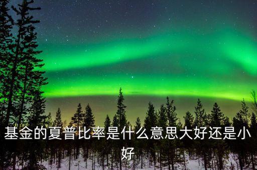 積極投資組合的夏普比率是什么，基金的夏普比率是什么意思大好還是小好