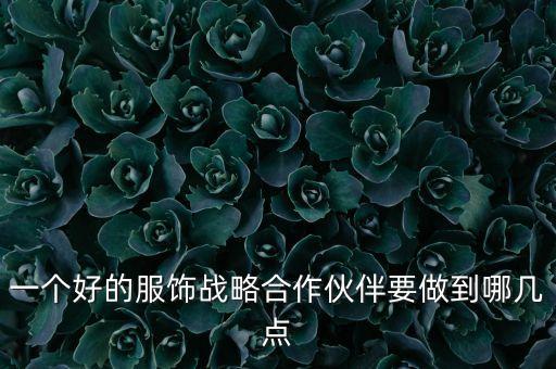 戰(zhàn)略合作部需要干什么，一個好的服飾戰(zhàn)略合作伙伴要做到哪幾點