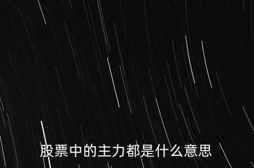 炒票的主力是什么意思，股票中的主力是什么意思