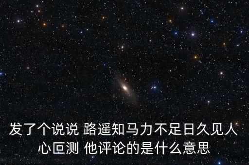 發(fā)了個說說 路遙知馬力不足日久見人心叵測 他評論的是什么意思