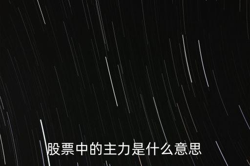 股票中的主力是什么意思