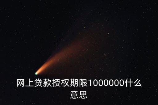 網(wǎng)上貸款授權期限1000000什么意思