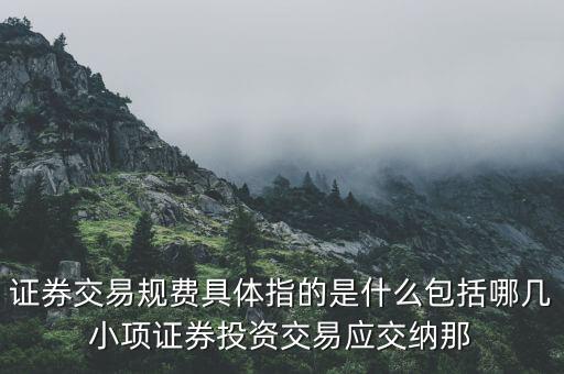 證券交易規(guī)費(fèi)是什么，證券交易規(guī)費(fèi)具體指的是什么包括哪幾小項(xiàng)證券投資交易應(yīng)交納那
