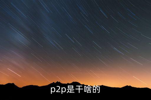 p2p是干什么用的，p2p是干啥的