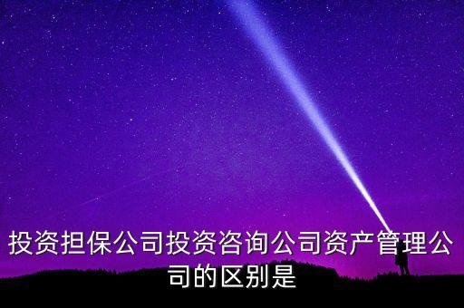 投資擔保公司投資咨詢公司資產管理公司的區(qū)別是