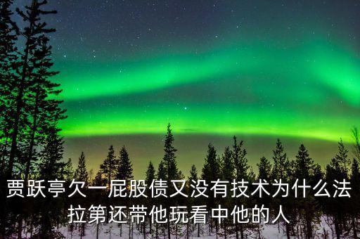 為什么說賈躍亭玩政治，賈躍亭欠一屁股債又沒有技術(shù)為什么法拉第還帶他玩看中他的人