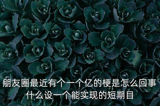 朋友圈最近有個(gè)一個(gè)億的梗是怎么回事什么設(shè)一個(gè)能實(shí)現(xiàn)的短期目