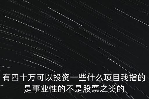 有四十萬(wàn)可以投資一些什么項(xiàng)目我指的是事業(yè)性的不是股票之類的