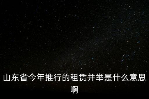 租售并舉是什么意思，山東省今年推行的租賃并舉是什么意思啊