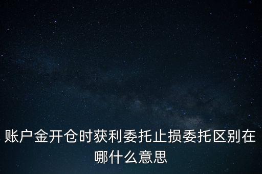 賬戶金開倉時(shí)獲利委托止損委托區(qū)別在哪什么意思