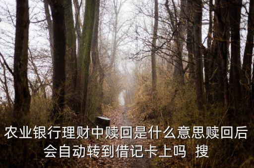 農業(yè)銀行理財中贖回是什么意思贖回后會自動轉到借記卡上嗎  搜