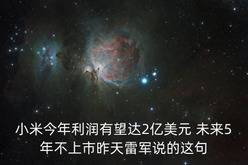 小米今年利潤(rùn)有望達(dá)2億美元 未來(lái)5年不上市昨天雷軍說(shuō)的這句