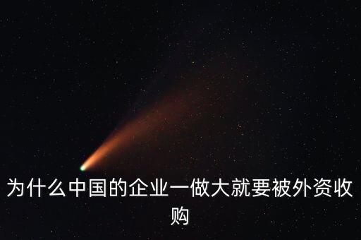 企業(yè)為什么被外資收購，為什么中國很多的大型企業(yè)會被外企收購或控股呢