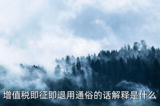 增值稅即征即退用通俗的話解釋是什么