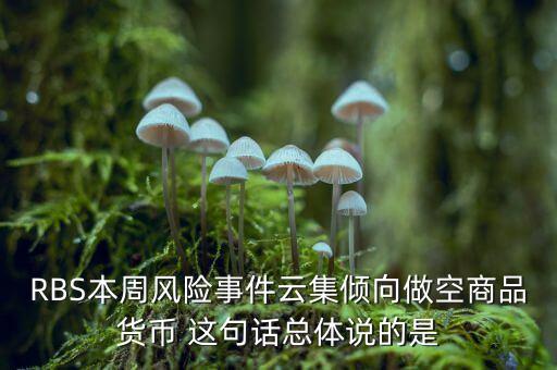 RBS本周風(fēng)險(xiǎn)事件云集傾向做空商品貨幣 這句話總體說的是