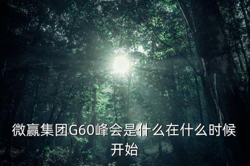 微贏集團(tuán)G60峰會(huì)是什么在什么時(shí)候開始
