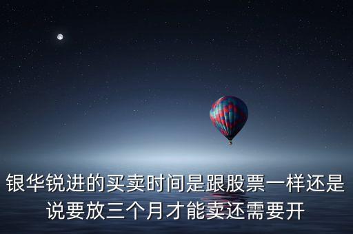 銀華銳進的買賣時間是跟股票一樣還是說要放三個月才能賣還需要開