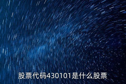 股票代碼430101是什么股票