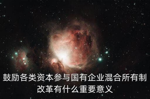 鼓勵(lì)各類資本參與國(guó)有企業(yè)混合所有制改革有什么重要意義