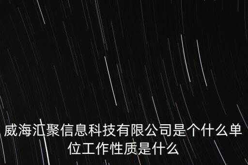 威海匯聚信息科技有限公司是個什么單位工作性質(zhì)是什么