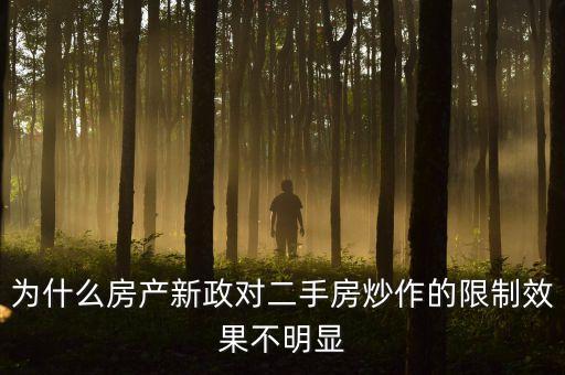 為什么房產新政對二手房炒作的限制效果不明顯