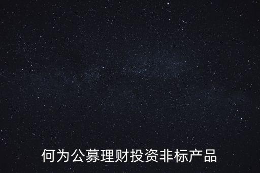 何為公募理財投資非標產(chǎn)品