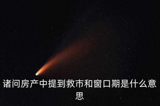 諸問房產(chǎn)中提到救市和窗口期是什么意思