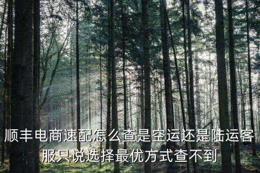 順豐電商速配怎么查是空運(yùn)還是陸運(yùn)客服只說(shuō)選擇最優(yōu)方式查不到